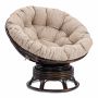 Кресло-качалка Папасан/Papasan (W 23/01 B) /с подушкой/ 115х78х104см, античный черно-коричневый, подушка рогожка, меланж