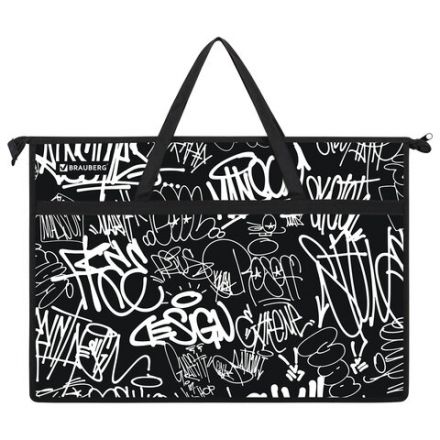 Папка для рисунков и чертежей с ручками BRAUBERG А3, пластик, молния сверху, "Graffiti", 272233 Папка для рисунков и чертежей с ручками BRAUBERG А3, пластик, молния сверху, "Graffiti", 272233