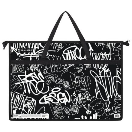 Папка для рисунков и чертежей с ручками BRAUBERG А3, пластик, молния сверху, "Graffiti", 272233 Папка для рисунков и чертежей с ручками BRAUBERG А3, пластик, молния сверху, "Graffiti", 272233