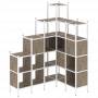 Loft Угловой внутренний стеллаж наборный VR.L-44 Тиквуд тёмный/Белый металл 1694*1278*2280