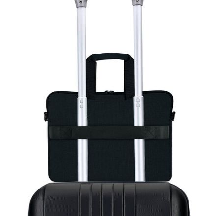 Сумка портфель HEIKKI NOVATION (ХЕЙКИ) с отделением для ноутбука 13-14", багажная лента, черная, 28х38х3 см, 272594