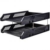 Лоток горизонтальный для бумаг Deli E9208 набор 2шт на металл.стерж черный Лоток горизонтальный для бумаг Deli E9208 набор 2шт на металл.стерж черный