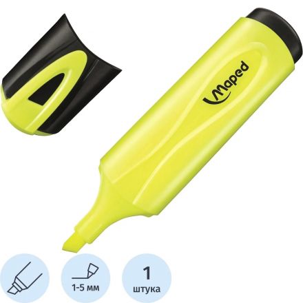 Маркер текстовыделитель Maped FLUO PEP'S CLASSIC 1-5 мм, желтый,742534