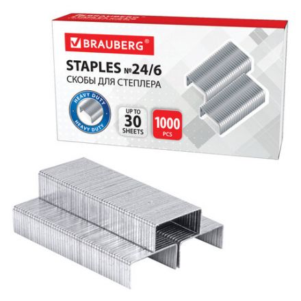 Скобы для степлера №24/6, 1000 штук, BRAUBERG, до 30 листов, 220950 Скобы для степлера №24/6, 1000 штук, BRAUBERG, до 30 листов, 220950