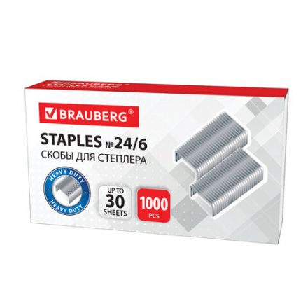 Скобы для степлера №24/6, 1000 штук, BRAUBERG, до 30 листов, 220950 Скобы для степлера №24/6, 1000 штук, BRAUBERG, до 30 листов, 220950