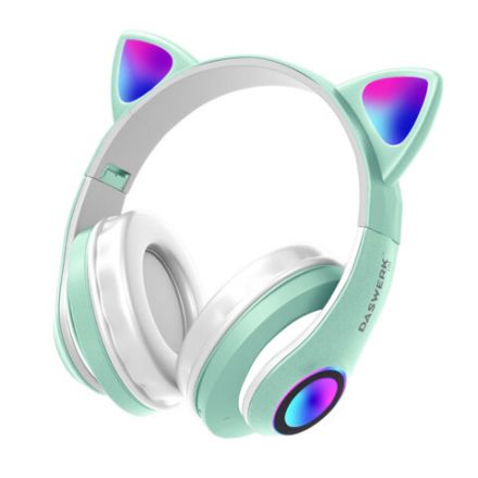 Наушники беспроводные игровые накладные, с ушками, светящиеся, мятные DASWERK (ДАСВЕРК) STN-28, 513804 Наушники беспроводные игровые накладные, с ушками, светящиеся, мятные DASWERK (ДАСВЕРК) STN-28, 513804