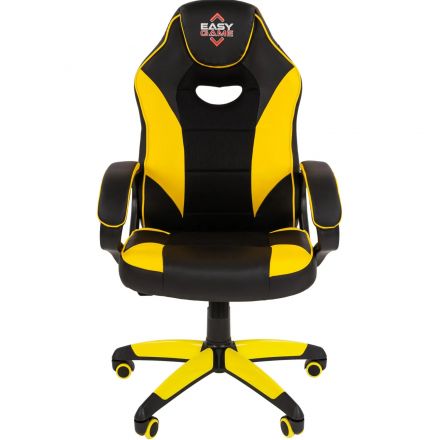 Кресло VT_EChair Easy Game-690 TPU кожзам черный/желтый пластик