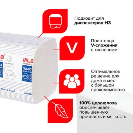 Полотенца бумажные 250 шт., LAIMA (H3) UNIVERSAL WHITE PLUS, 1-слойные, белые, КОМПЛЕКТ 15 пачек, 23х23, V-сложение, 111343 Полотенца бумажные 250 шт., LAIMA (H3) UNIVERSAL WHITE PLUS, 1-слойные, белые, КОМПЛЕКТ 15 пачек, 23х23, V-сложение, 111343