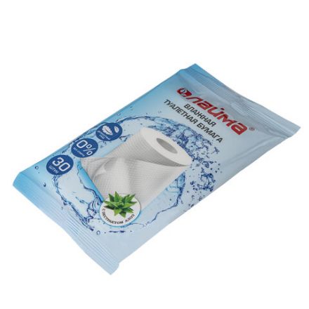 Бумага туалетная влажная смываемая, 30 шт., БИОРАЗЛАГАЕМАЯ, с экстрактом алоэ вера, LAIMA, 128082