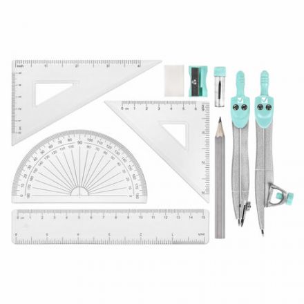 Готовальня BRAUBERG SCHOOL KIT, 11 предметов, циркуль 115 мм, циркуль 125 мм, чертежные принадлежности, мятный цвет, 210706 Готовальня BRAUBERG SCHOOL KIT, 11 предметов, циркуль 115 мм, циркуль 125 мм, чертежные принадлежности, мятный цвет, 210706