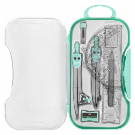Готовальня BRAUBERG SCHOOL KIT, 11 предметов, циркуль 115 мм, циркуль 125 мм, чертежные принадлежности, мятный цвет, 210706 Готовальня BRAUBERG SCHOOL KIT, 11 предметов, циркуль 115 мм, циркуль 125 мм, чертежные принадлежности, мятный цвет, 210706