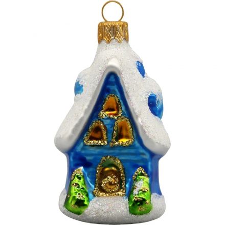 Игрушка Домик с елочками, голубой, h-9 см, ФУ-411/2