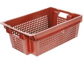 Ящик 600х400х200 1,5кг. дно сплошное, стенки перфорированные  красный