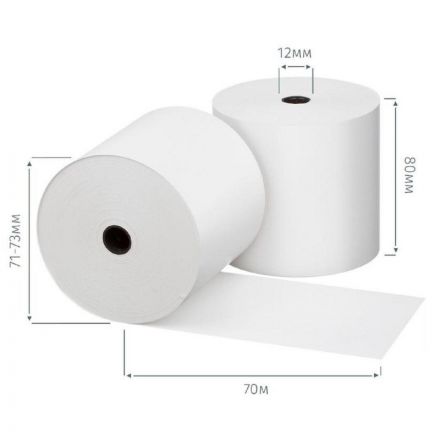 Ролики для касс Комус 80мм х 70м, 58 гр/м2, вт. 12 мм, 3 рул/уп (спайка) Ролики для касс Комус 80мм х 70м, 58 гр/м2, вт. 12 мм, 3 рул/уп (спайка)