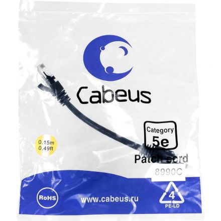 Патч-корд Cabeus PC-UTP-RJ45-CAT.5E-0.15M-BK черный