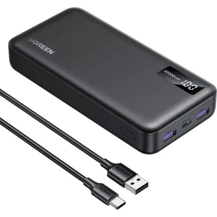 Внешний аккумулятор UGREEN PB312(25683)20000mAh 2-Way 2xUSB-A&USB-C 20W сер Внешний аккумулятор UGREEN PB312(25683)20000mAh 2-Way 2xUSB-A&USB-C 20W сер