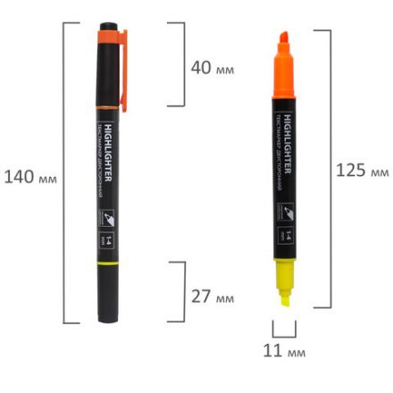 Набор текстовыделителей двусторонних BRAUBERG DUAL TIP 4 шт., АССОРТИ, линия 1-4 мм, 150845