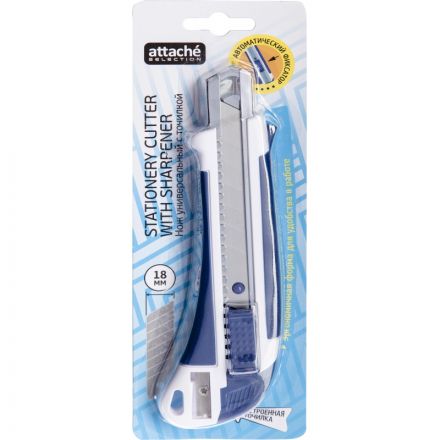 Нож канцелярский Attache Selection с антискользящими вставками и точилкой для карандаша (ширина лезвия 18 мм) Нож канцелярский Attache Selection с антискользящими вставками и точилкой для карандаша (ширина лезвия 18 мм)