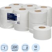 Бумага туалетная д/дисп.Tork Universal Т2 1сл бел втор 200м 12рул/уп 120197