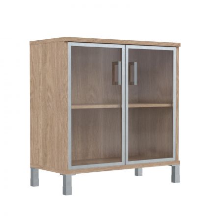 Шкаф низкий со стеклянными дверьми в AL-рамке B 410.4 Дуб Девон 900х450х920 BORN Шкаф низкий со стеклянными дверьми в AL-рамке B 410.4 Дуб Девон 900х450х920 BORN