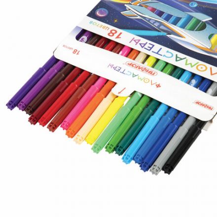 Фломастеры ПИФАГОР "Космическая одиссея", 18 цветов, вентилируемый колпачок, 152445 Фломастеры ПИФАГОР "Космическая одиссея", 18 цветов, вентилируемый колпачок, 152445