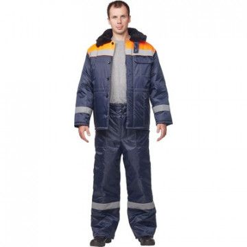 Куртка рабочая зимняя з32-КУ син/оранж оксф 44-46/182-188 арт.Валькирия