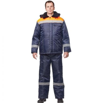 Куртка рабочая зимняя з32-КУ син/оранж оксф 44-46/182-188 арт.Валькирия