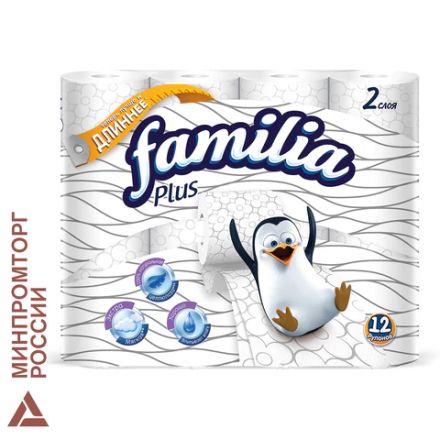 Бумага туалетная бытовая, спайка 12 шт., 2-слойная (12х20,4 м), FAMILIA PLUS, белая, 5080964 Бумага туалетная бытовая, спайка 12 шт., 2-слойная (12х20,4 м), FAMILIA PLUS, белая, 5080964