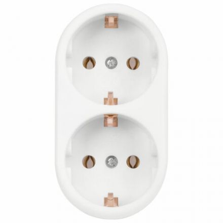 Сетевой разветвитель SONNEN U-020G, 2 розетки, с заземлением, 16 А, белый, 511442