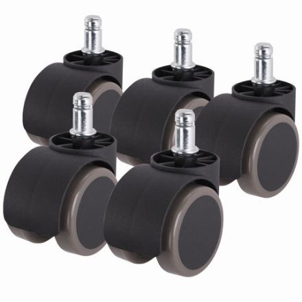 Колеса (ролики) для кресла, комплект 5 шт., прорезиненные, шток d - 11 мм, цвет черный Колеса (ролики) для кресла, комплект 5 шт., прорезиненные, шток d - 11 мм, цвет черный
