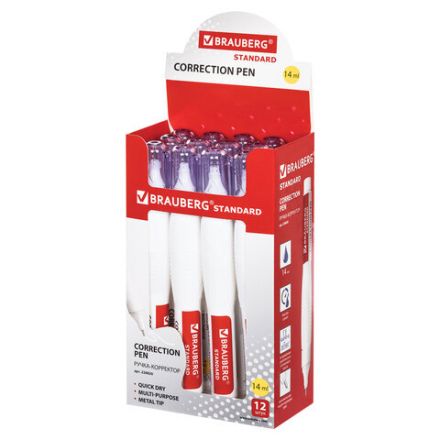 Ручка-корректор BRAUBERG, 14 мл, металлический наконечник, 226820 Ручка-корректор BRAUBERG, 14 мл, металлический наконечник, 226820