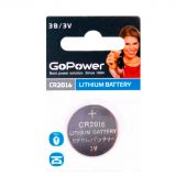Батарейка GoPower CR2016 1шт Lithium 3V (1/50/2000) Батарейка GoPower CR2016 1шт Lithium 3V (1/50/2000)