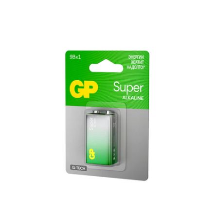 Батарейка 1 шт., GP Super G-Tech, Крона (6LR61, 6LF22, 1604A), алкалиновая, блистер, 1604A-5CR1, 1604A-BC1