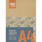 Картон цветной Выбор Есть 10л10цв А4 мелован папка