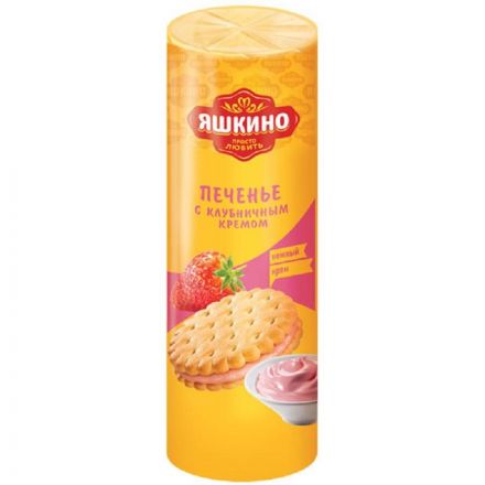 Печенье Яшкино затяжное с клубничным кремом, 190г МП461 Печенье Яшкино затяжное с клубничным кремом, 190г МП461