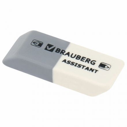 Ластик BRAUBERG "Assistant", 41х14х8 мм, серо-белый, прямоугольный, скошенные края, 222461 Ластик BRAUBERG "Assistant", 41х14х8 мм, серо-белый, прямоугольный, скошенные края, 222461