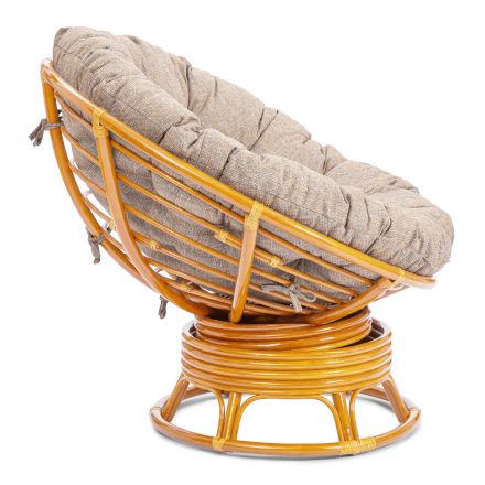 Кресло-качалка Папасан/Papasan (W 23/01 B) /с подушкой/ 115х78х104см, медовый, подушка рогожка, меланж