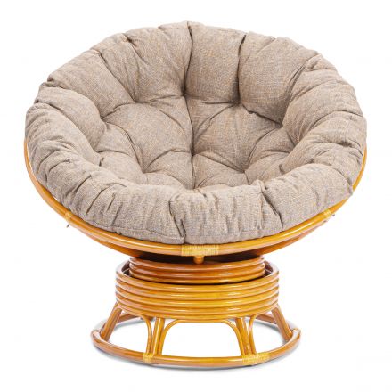 Кресло-качалка Папасан/Papasan (W 23/01 B) /с подушкой/ 115х78х104см, медовый, подушка рогожка, меланж