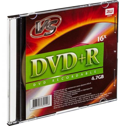 Носители информации DVD+R, 16x, VS, Slim/5, VSDVDPRSL501 Носители информации DVD+R, 16x, VS, Slim/5, VSDVDPRSL501