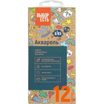 Краски акварельные Выбор есть 12 цв, б/кисти, картон