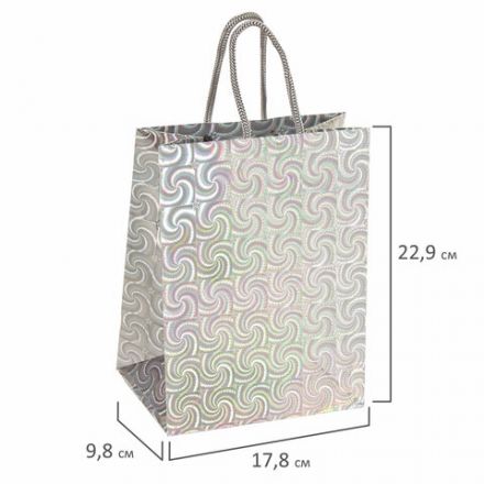 Пакет подарочный (1 штука) 18x10x23 см, ЗОЛОТАЯ СКАЗКА голография, ассорти 4 цвета, 606606 Пакет подарочный (1 штука) 18x10x23 см, ЗОЛОТАЯ СКАЗКА голография, ассорти 4 цвета, 606606