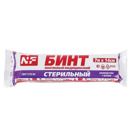 Бинт марлевый стерильный 14 см х 7 м, плотность 32(±2) г/м2, индивидуальная упаковка, NF Бинт марлевый стерильный 14 см х 7 м, плотность 32(±2) г/м2, индивидуальная упаковка, NF