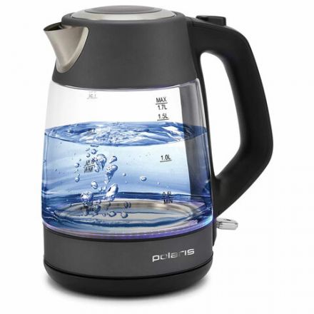 Чайник POLARIS PWK 1760CGL, 1,7 л, 1850-2150 Вт, закрытый нагревательный элемент, стекло, графитовый, 37418