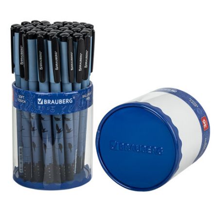 Ручка шариковая BRAUBERG SOFT TOUCH GRIP "NIGHT CITY", СИНЯЯ, мягкое покрытие, узел 0,7 мм, 143712