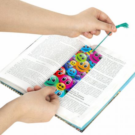 Закладка для книг с линейкой 3D-ОБЪЕМНАЯ BRAUBERG, "Смайлики", с декоративным шнурком, 128096 Закладка для книг с линейкой 3D-ОБЪЕМНАЯ BRAUBERG, "Смайлики", с декоративным шнурком, 128096