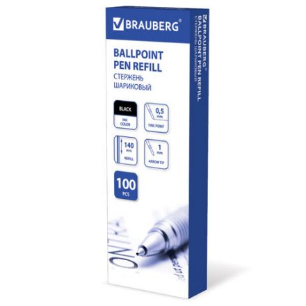 Стержень шариковый BRAUBERG 140 мм, ЧЕРНЫЙ, узел 1 мм, линия письма 0,5 мм, 170178 Стержень шариковый BRAUBERG 140 мм, ЧЕРНЫЙ, узел 1 мм, линия письма 0,5 мм, 170178