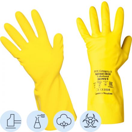 Перчатки защитные латекс Lakeland Natrasol ER18F цв.желтый р.9