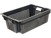 Ящик 600х400х200 1,5кг. дно сплошное, стенки перфорированные  чёрный