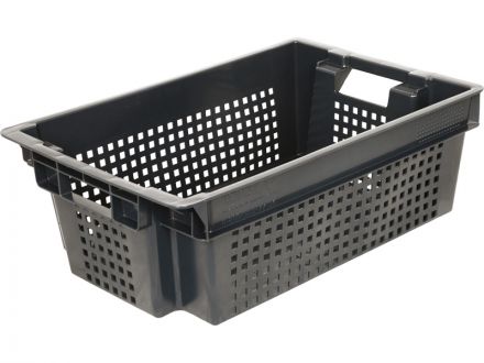 Ящик 600х400х200 1,5кг. дно сплошное, стенки перфорированные  чёрный