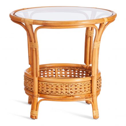 Комплект "PELANGI"  02/15 ( стол со стеклом + 4 кресла ) [без подушек] ротанг, кресло 65х65х77см, стол диаметр 64х61см, Honey (мед)